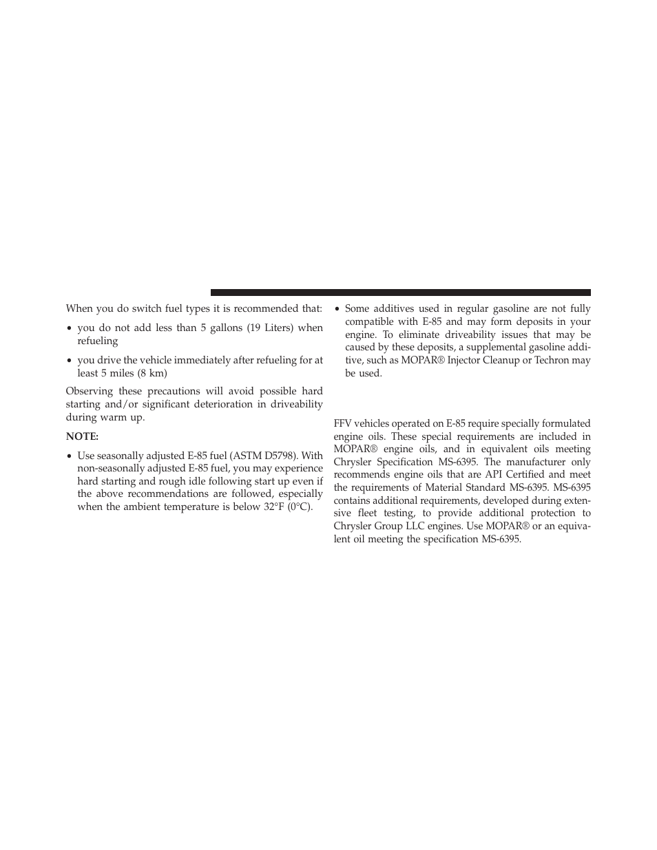 Selection of engine oil for flexible fuel, Vehicles (e-85) and gasoline vehicles | Jeep 2013 Grand Cherokee User Manual | Page 550 / 704