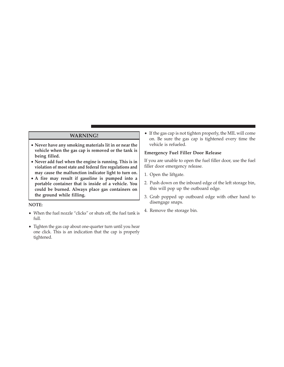 Emergency fuel filler door release | Jeep 2013 Grand Cherokee User Manual | Page 554 / 704