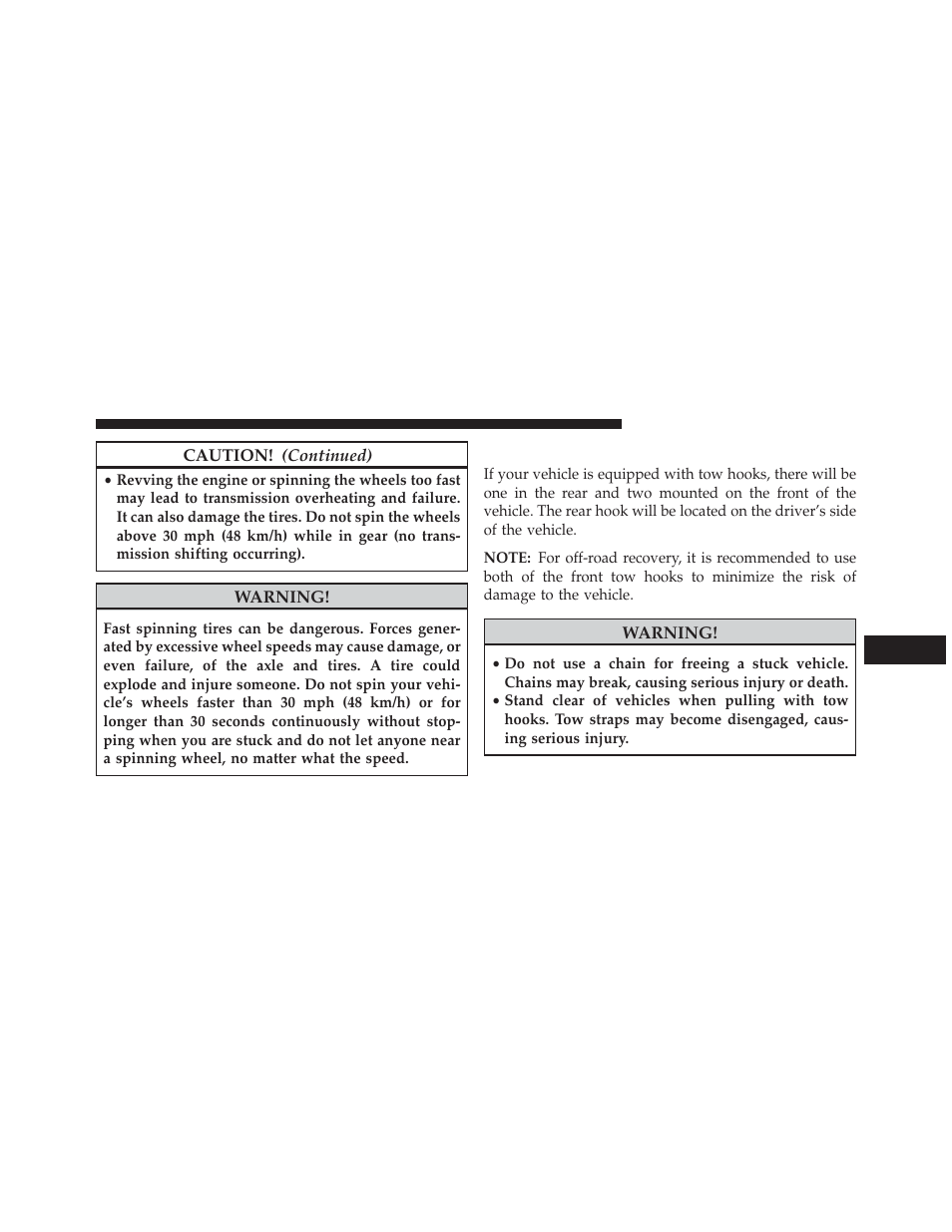 Emergency tow hooks — if equipped | Jeep 2013 Grand Cherokee User Manual | Page 601 / 704