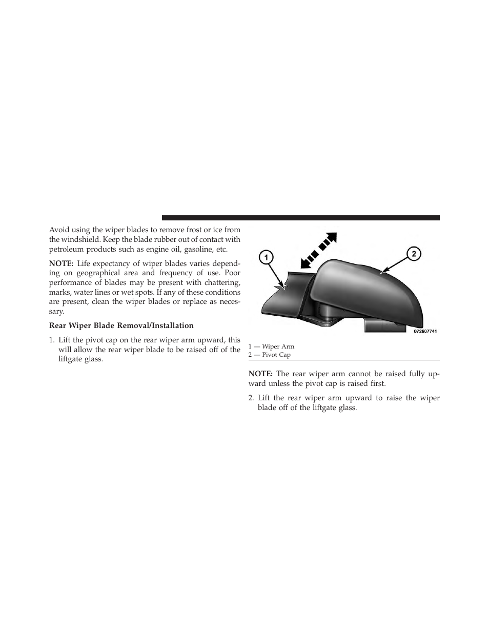 Rear wiper blade removal/installation | Jeep 2013 Grand Cherokee User Manual | Page 624 / 704