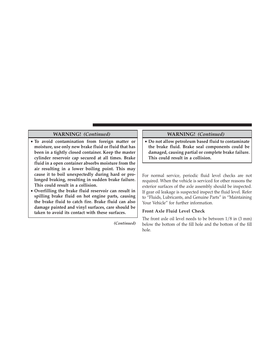 Front/rear axle fluid, Front axle fluid level check | Jeep 2013 Grand Cherokee User Manual | Page 636 / 704