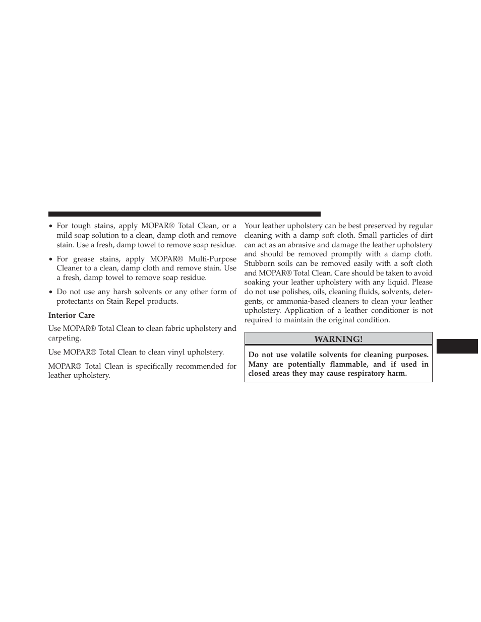 Interior care | Jeep 2013 Grand Cherokee User Manual | Page 645 / 704