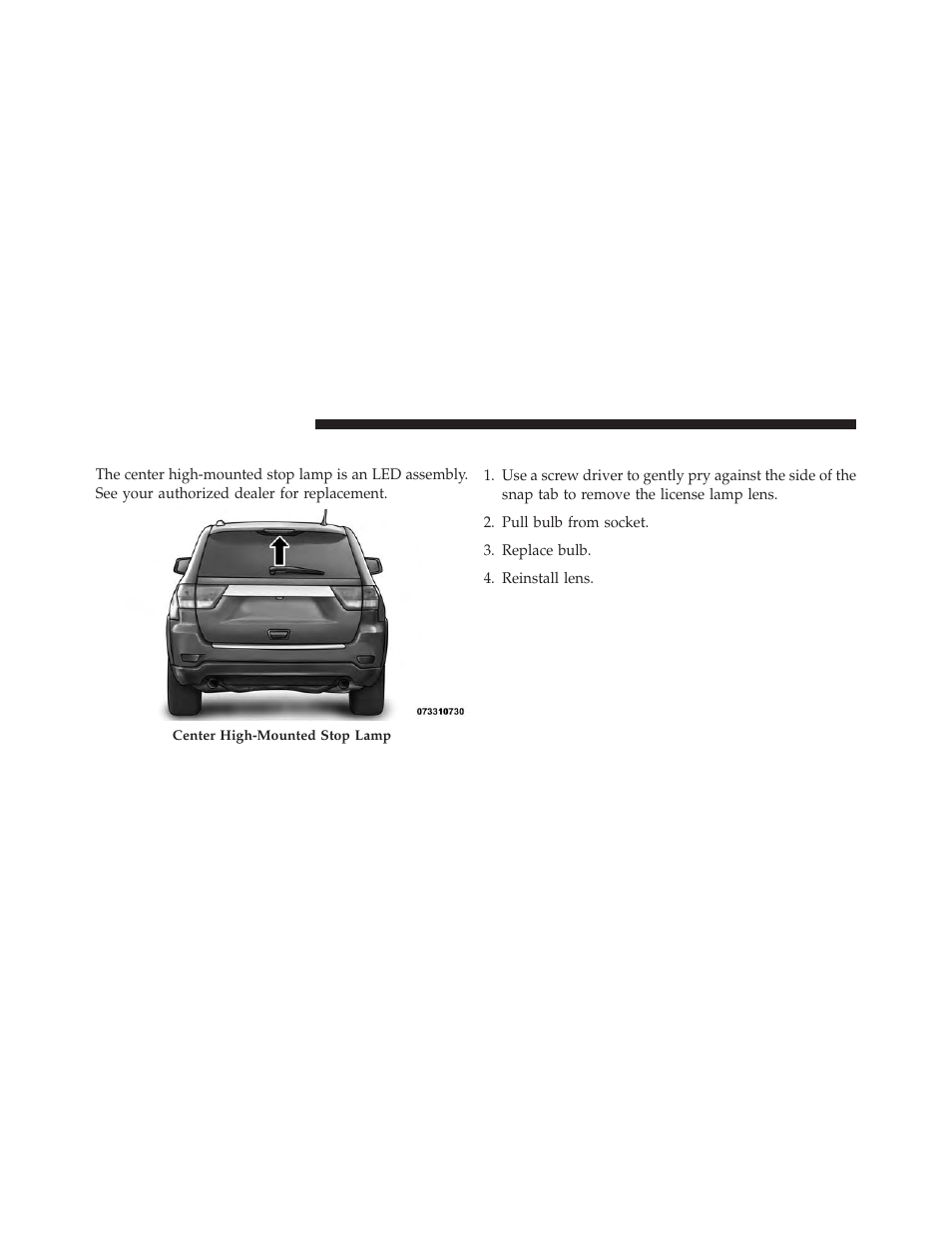 Center high-mounted stop lamp (chmsl), Rear license lamp | Jeep 2013 Grand Cherokee User Manual | Page 660 / 704