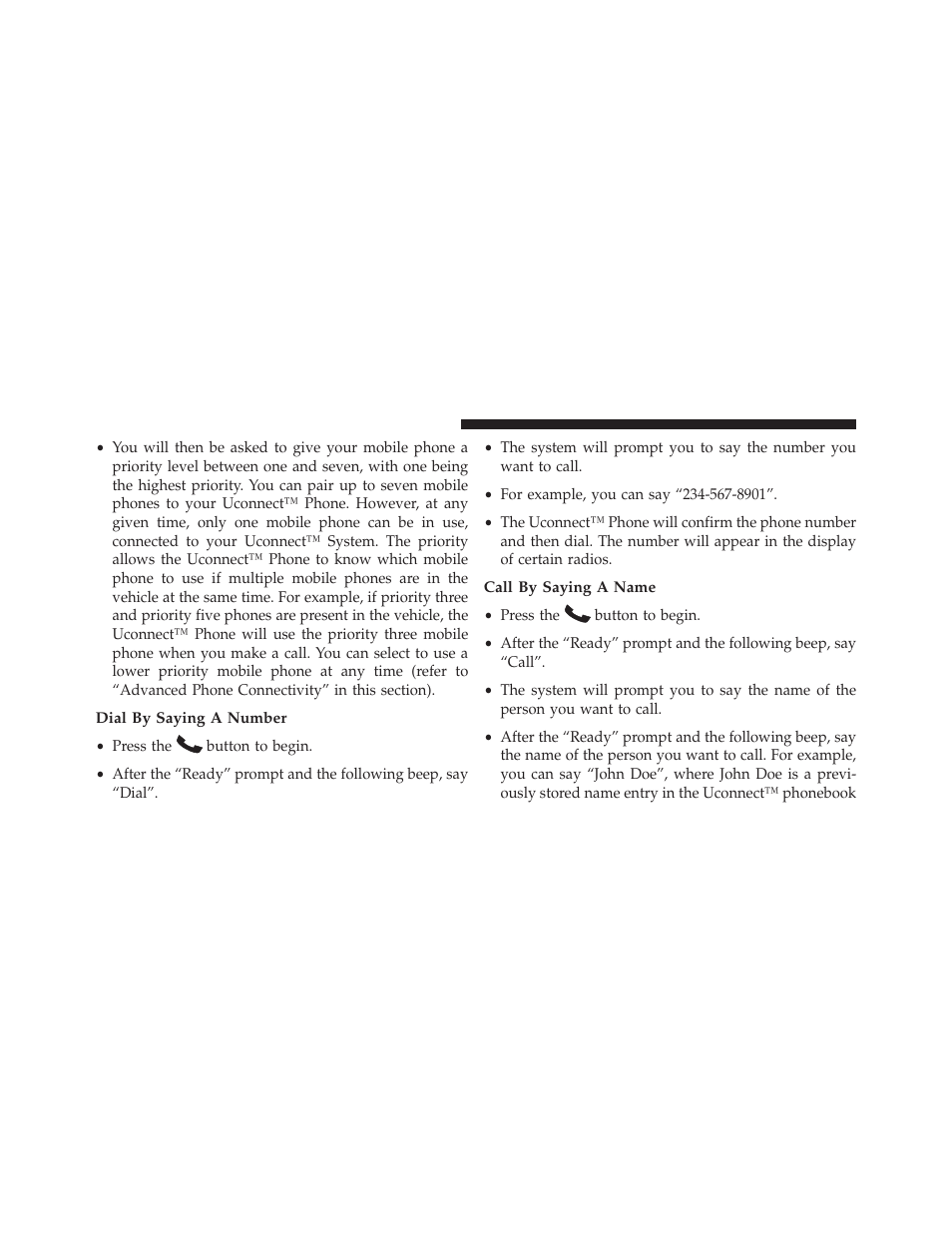 Dial by saying a number, Call by saying a name | Jeep 2013 Compass User Manual | Page 118 / 517