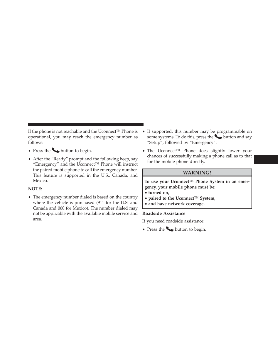 Roadside assistance | Jeep 2013 Compass User Manual | Page 127 / 517