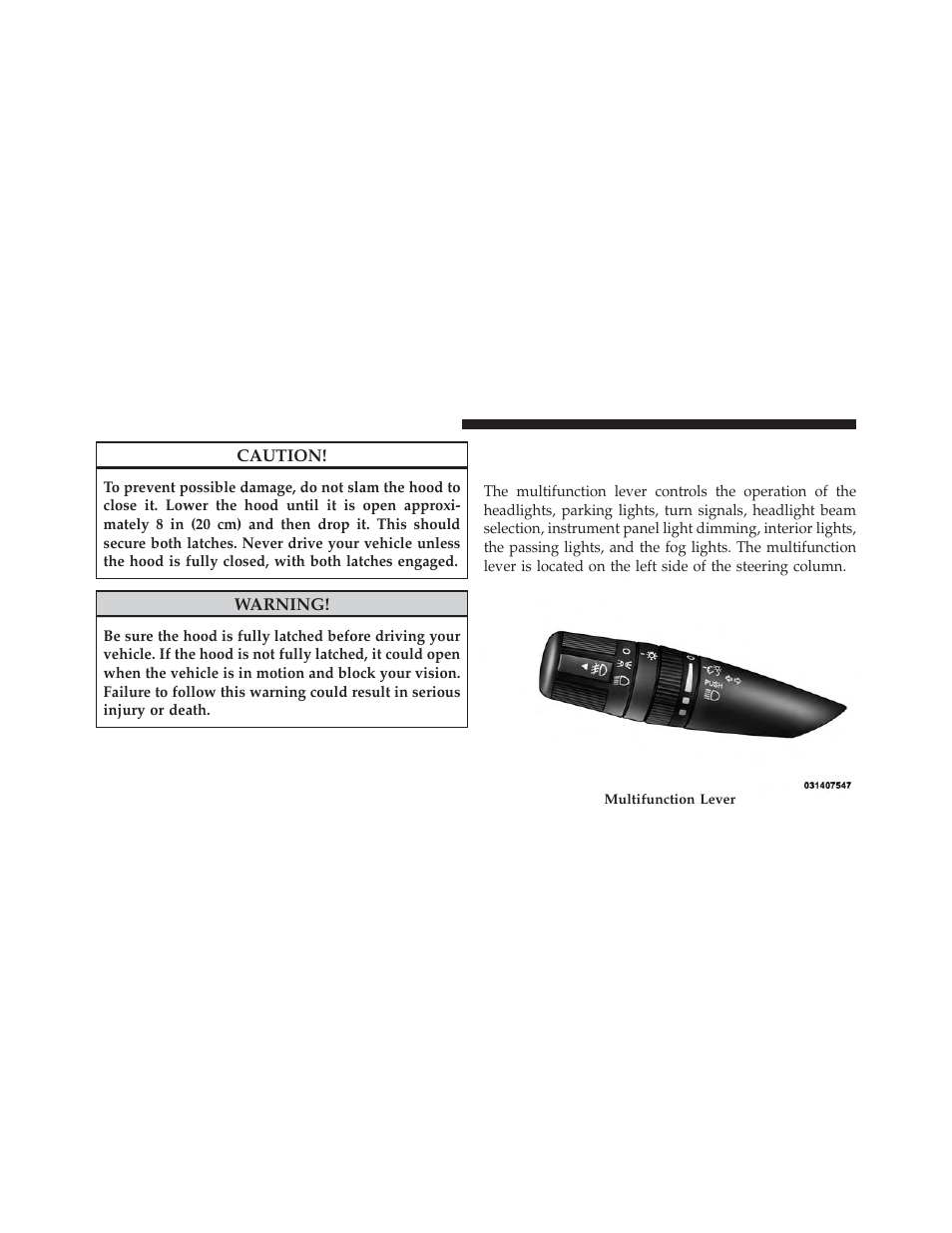 Lights, Multifunction lever | Jeep 2013 Compass User Manual | Page 164 / 517