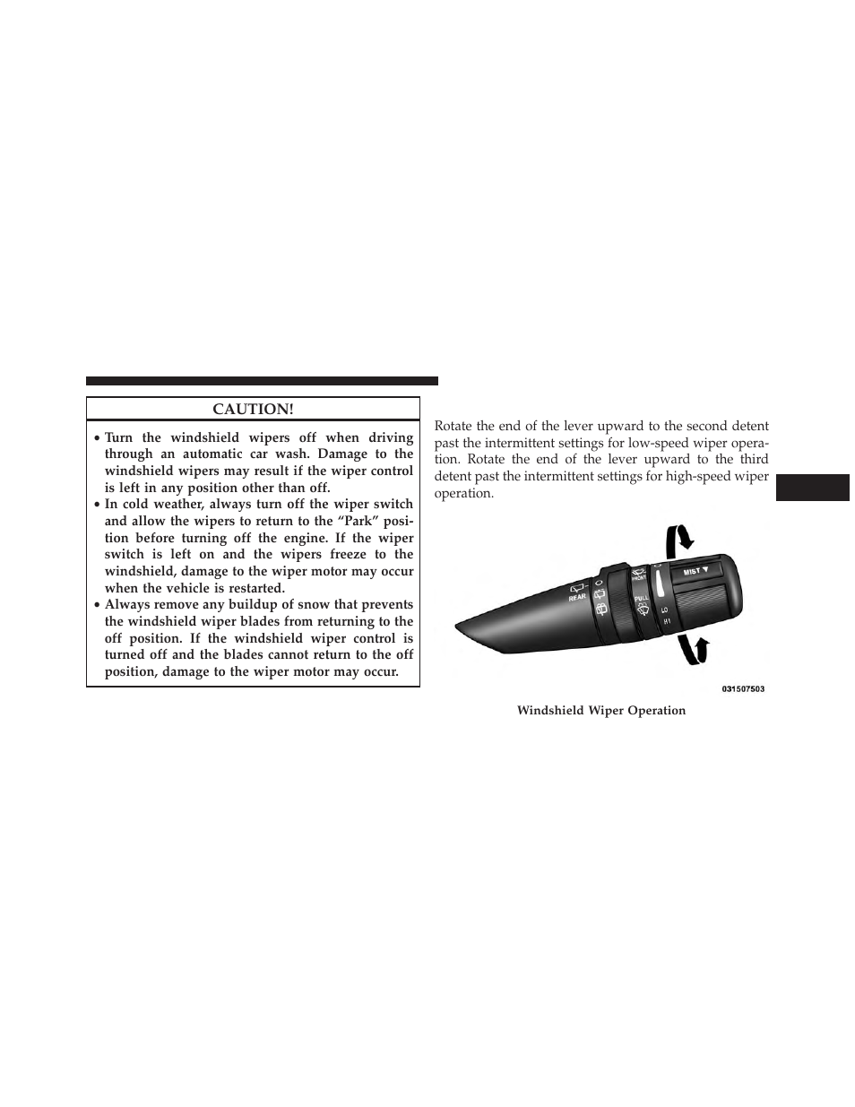 Windshield wiper operation | Jeep 2013 Compass User Manual | Page 171 / 517