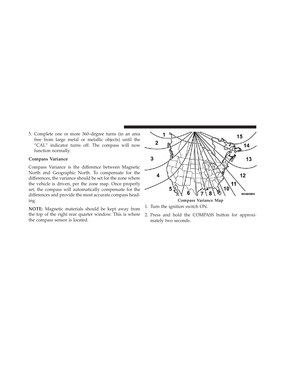 Compass variance | Jeep 2013 Compass User Manual | Page 240 / 517