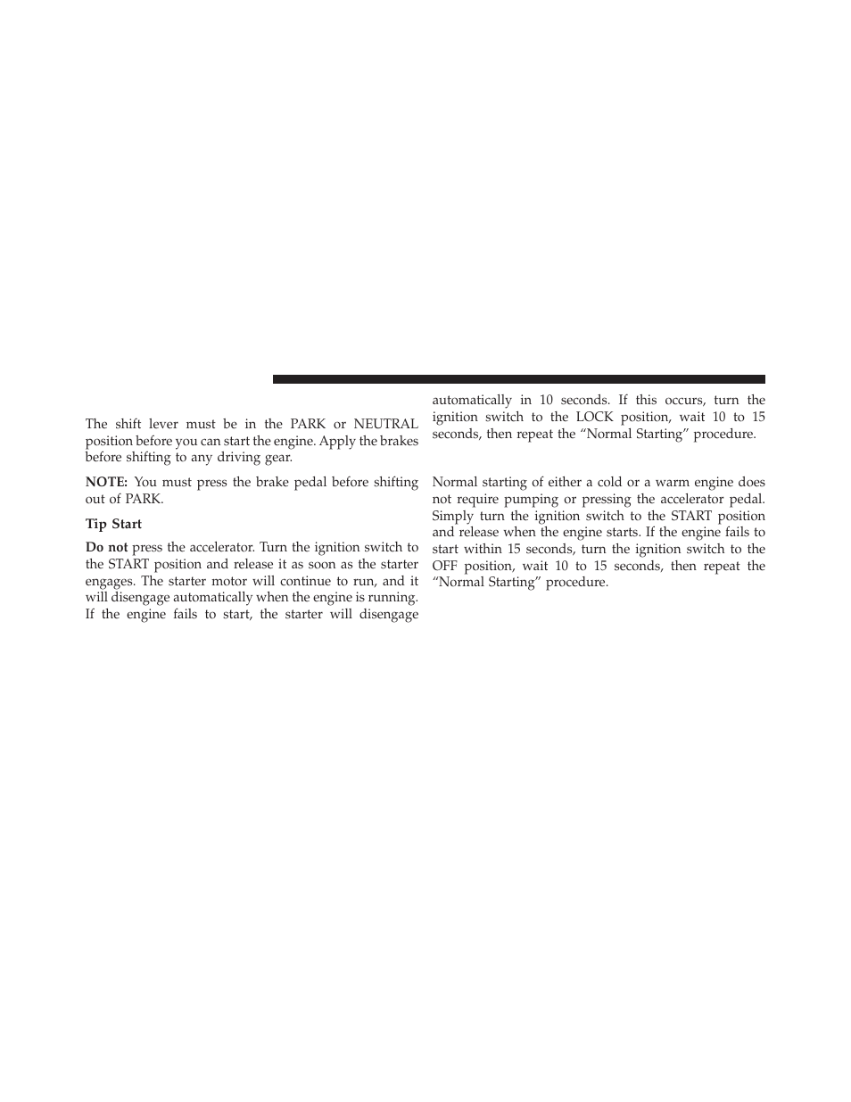 Automatic transmission – if equipped, Tip start, Normal starting | Jeep 2013 Compass User Manual | Page 318 / 517