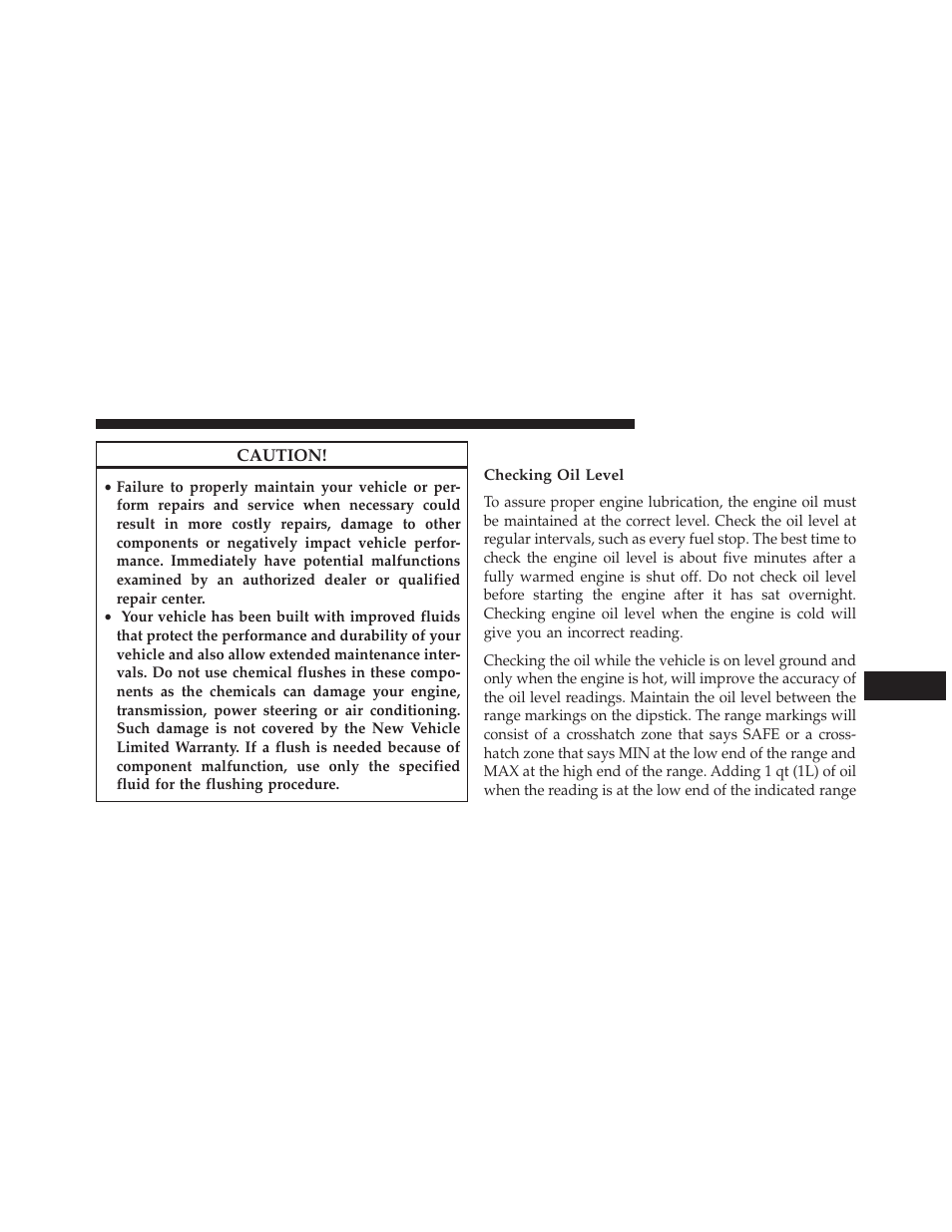 Engine oil, Checking oil level | Jeep 2013 Compass User Manual | Page 439 / 517
