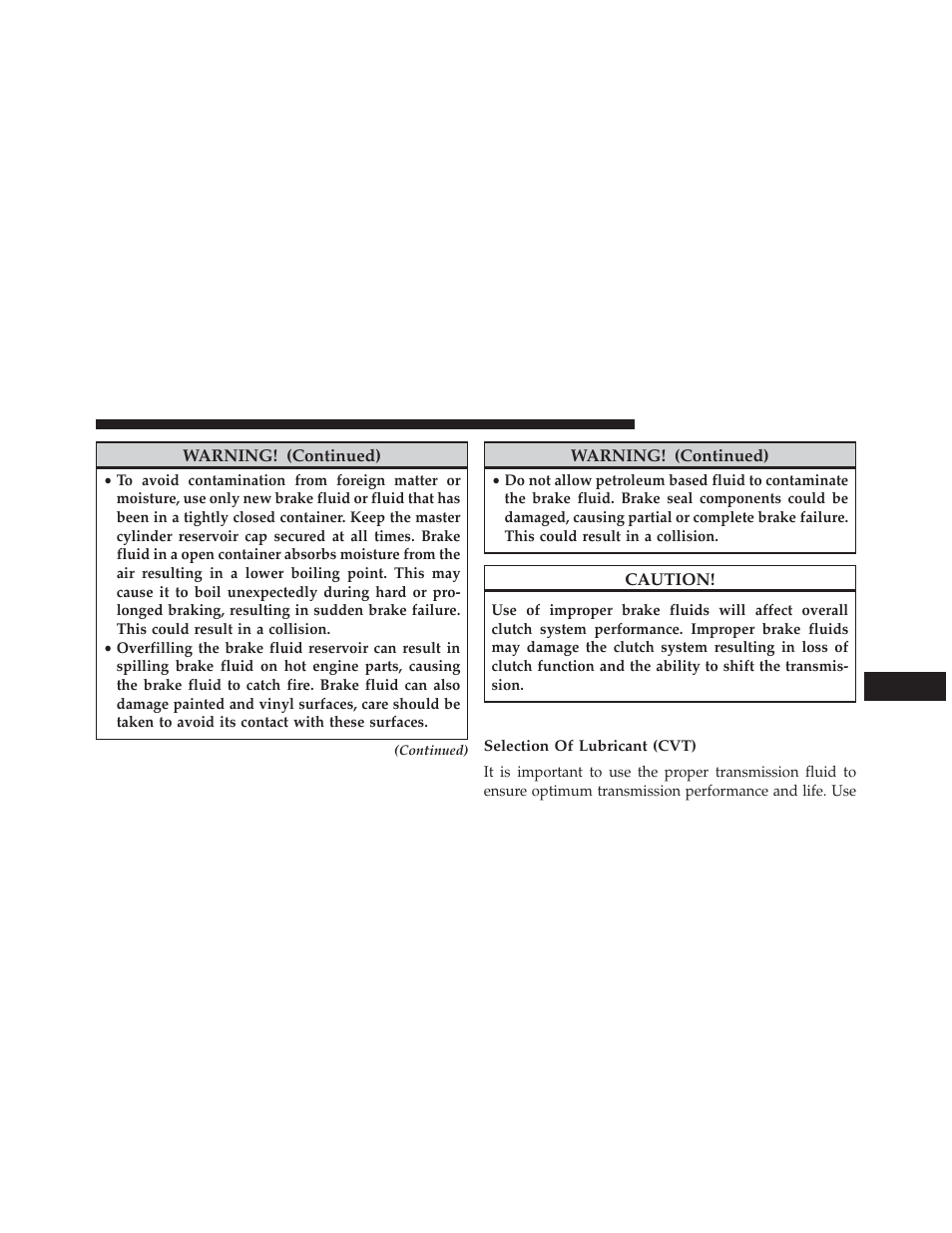 Automatic transmission – if equipped, Selection of lubricant (cvt) | Jeep 2013 Compass User Manual | Page 457 / 517