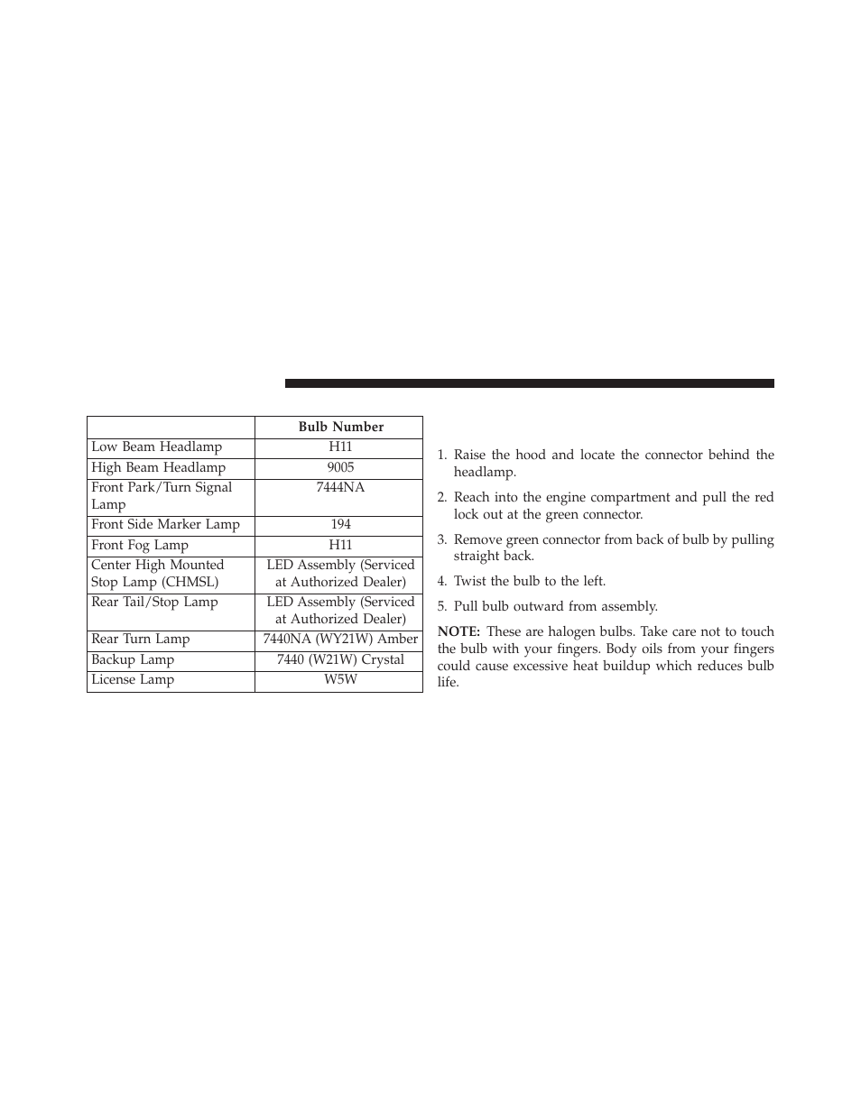 Bulb replacement, Headlamps | Jeep 2013 Compass User Manual | Page 472 / 517