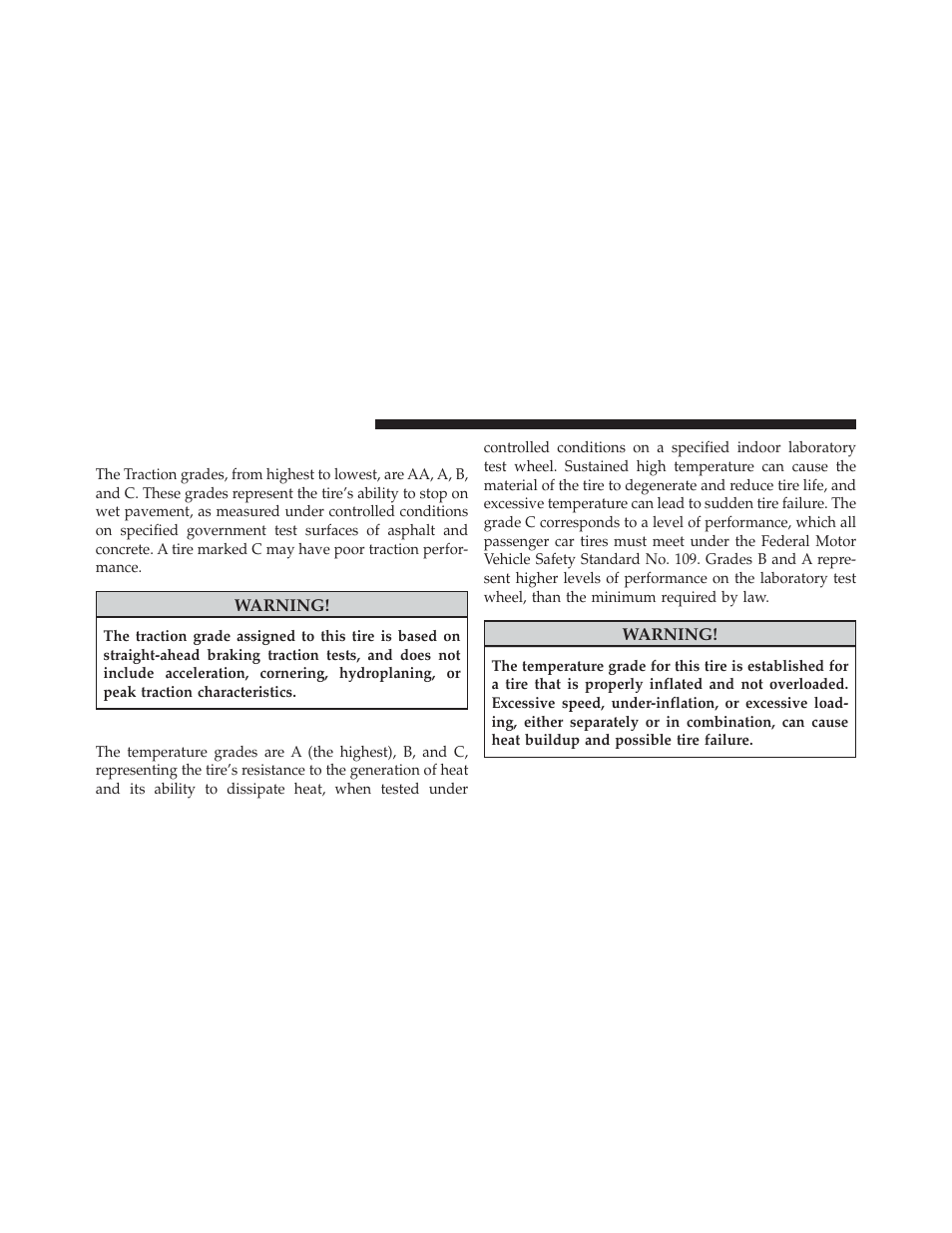 Traction grades, Temperature grades | Jeep 2013 Compass User Manual | Page 494 / 517