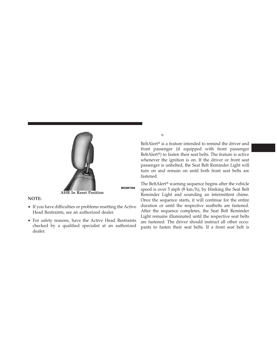 Enhanced seat belt use reminder system (beltalert), Enhanced seat belt use reminder system, Beltalert | Jeep 2013 Compass User Manual | Page 61 / 517