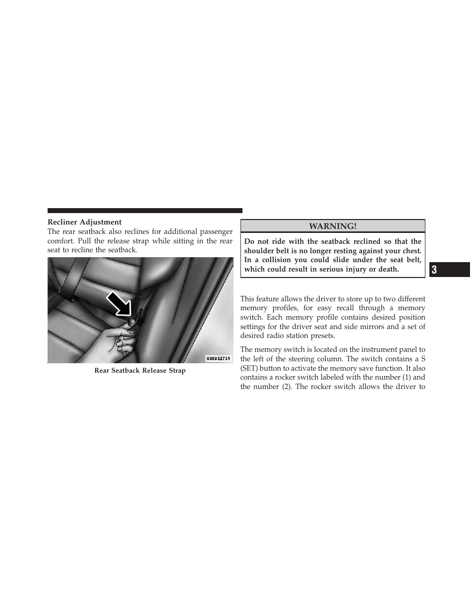 Driver memory seat — if equipped | Jeep 2012 Liberty User Manual | Page 153 / 558