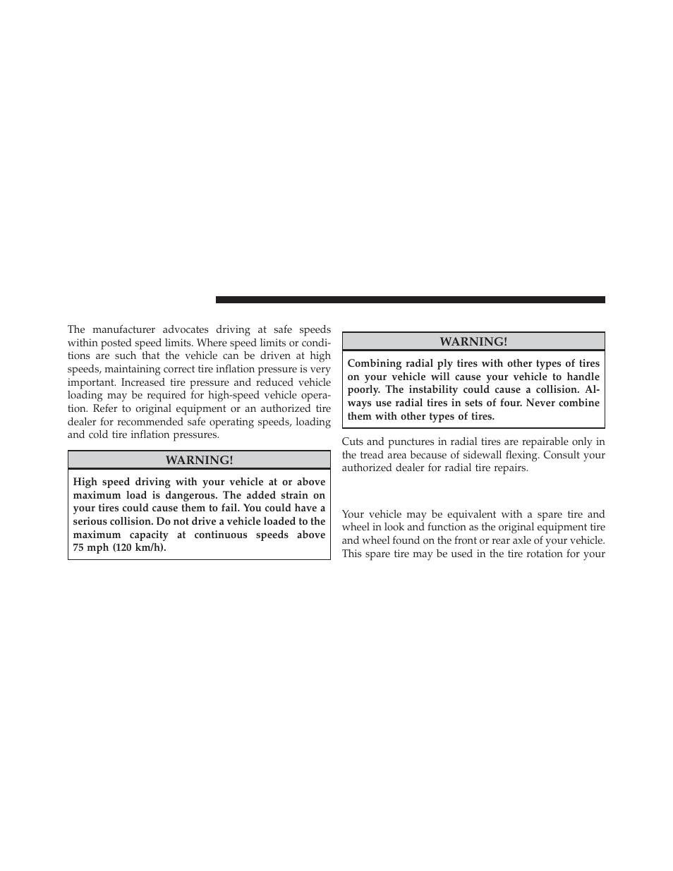Tire pressures for high speed operation, Radial-ply tires, Spare tire matching original equipped tire | And wheel – if equipped | Jeep 2012 Liberty User Manual | Page 382 / 558