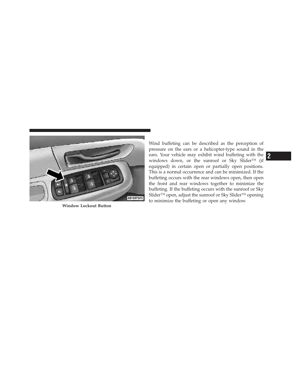 Wind buffeting | Jeep 2012 Liberty User Manual | Page 41 / 558
