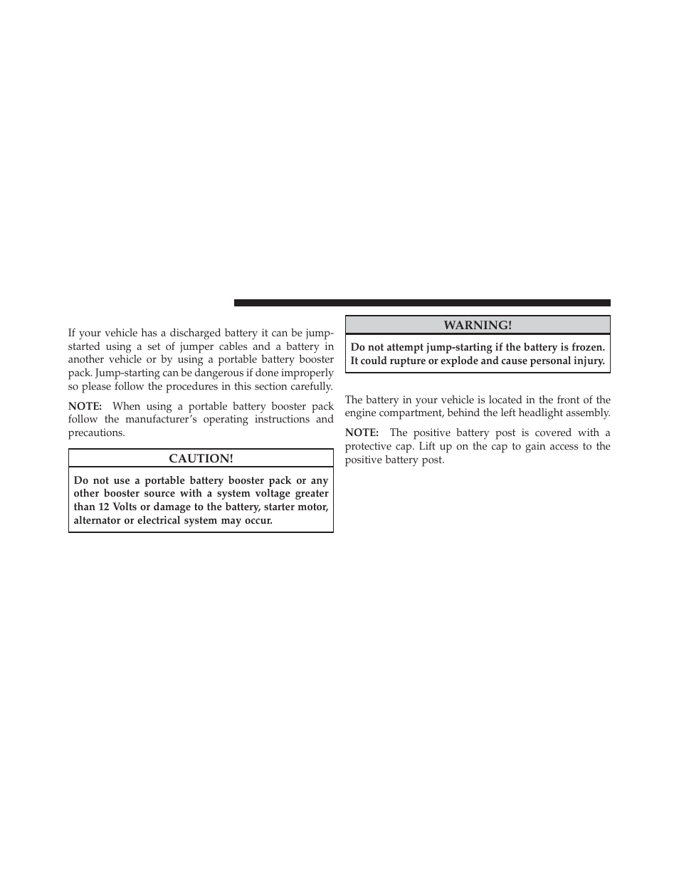 Jump-starting procedures, Preparations for jump-start | Jeep 2012 Liberty User Manual | Page 446 / 558