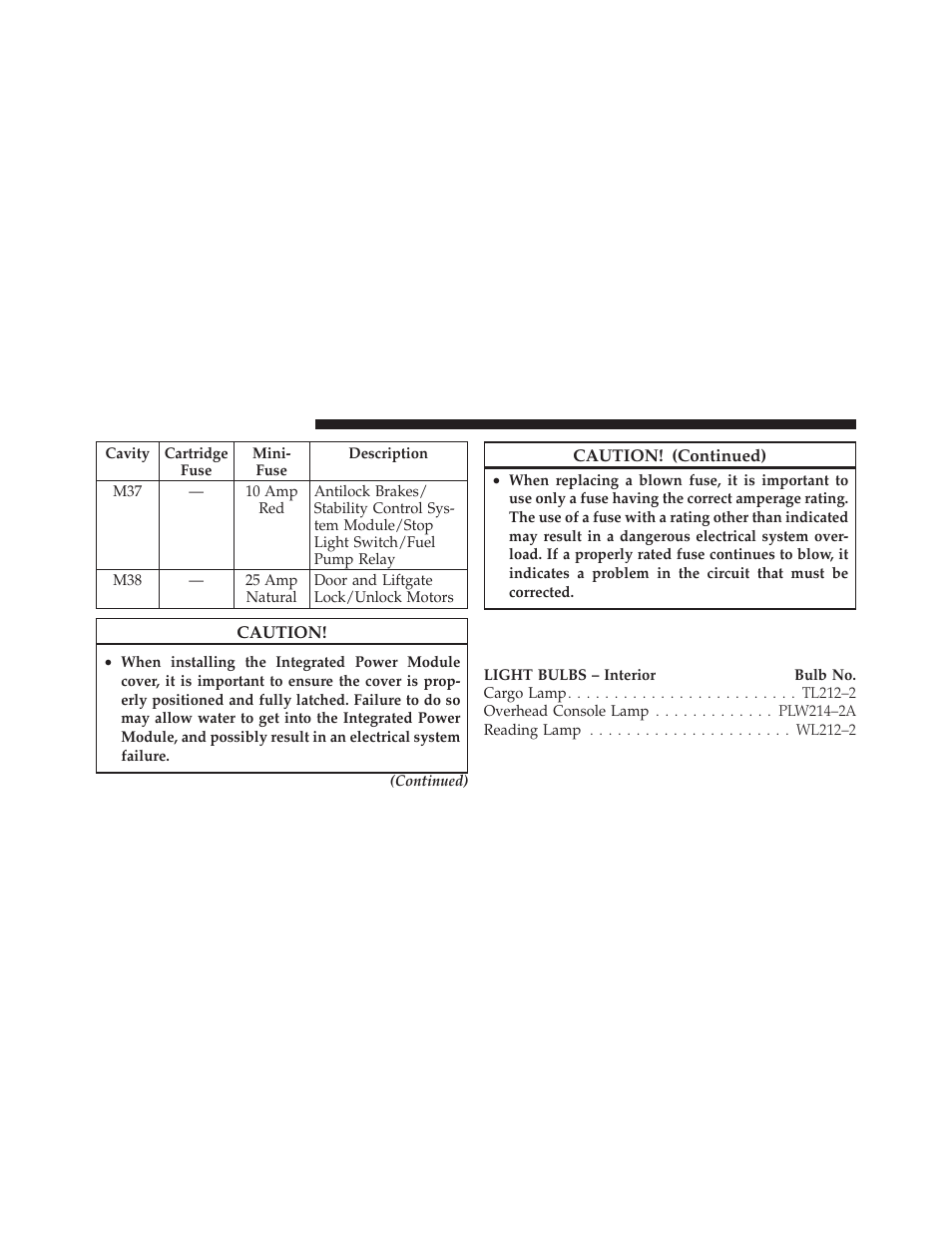 Replacement bulbs | Jeep 2012 Liberty User Manual | Page 500 / 558