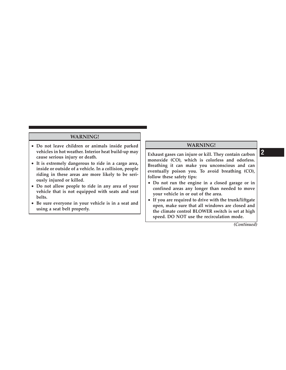 Exhaust gas | Jeep 2012 Liberty User Manual | Page 91 / 558