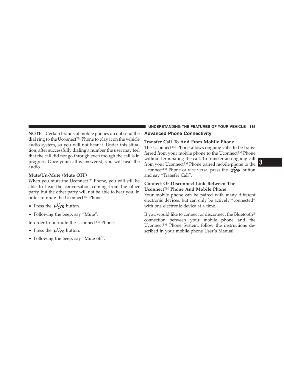 Advanced phone connectivity | Jeep 2012 Compass User Manual | Page 117 / 497