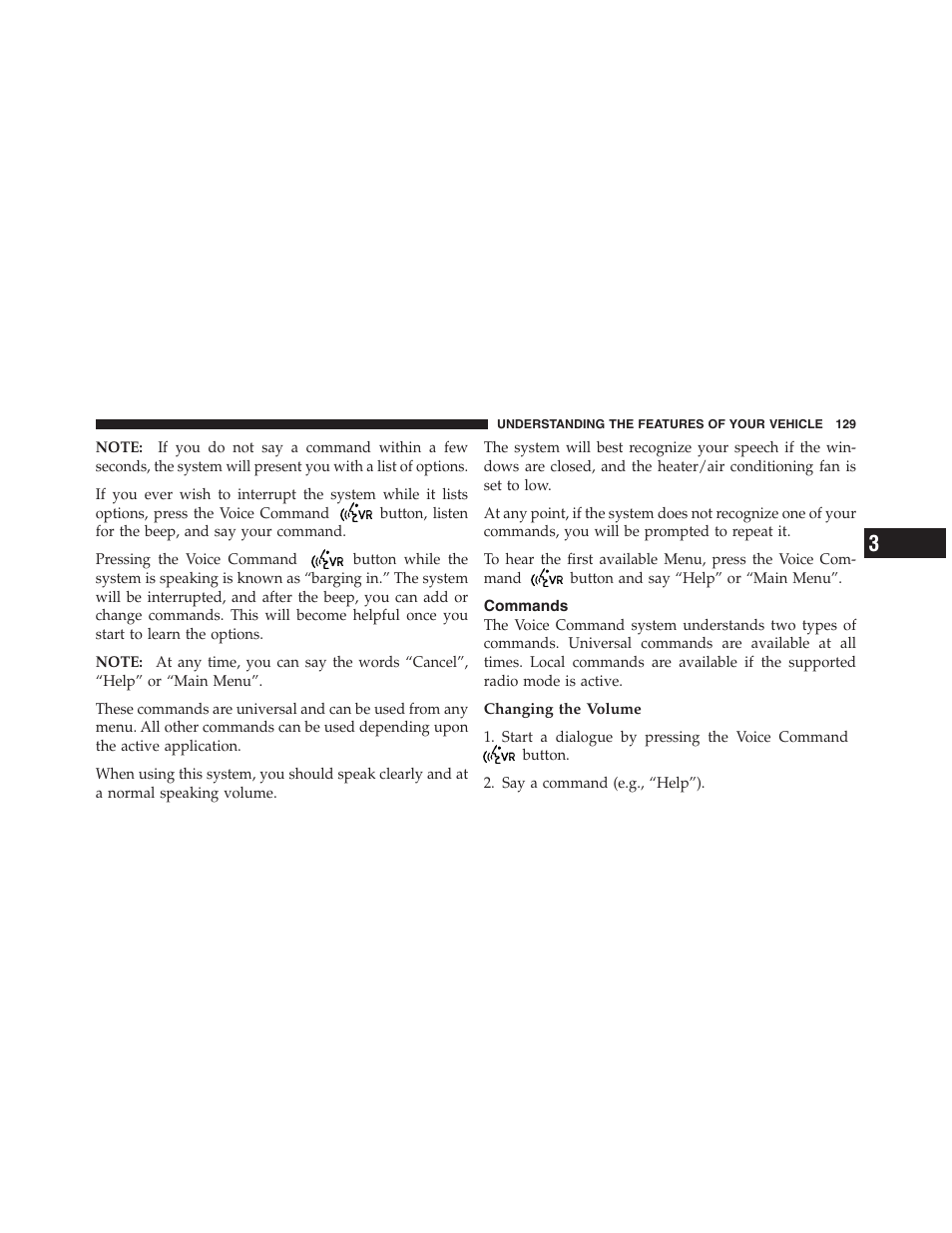Commands | Jeep 2012 Compass User Manual | Page 131 / 497