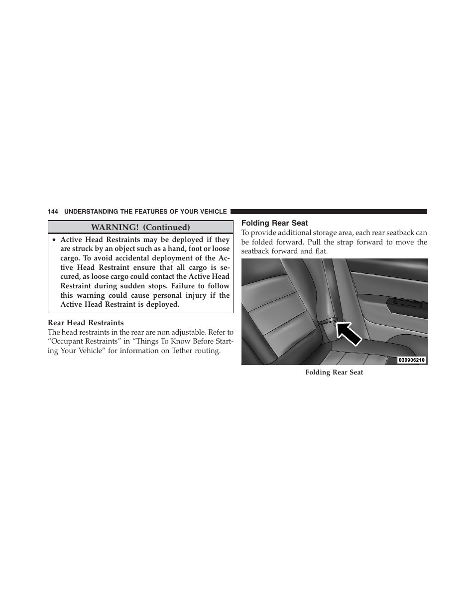 Folding rear seat | Jeep 2012 Compass User Manual | Page 146 / 497