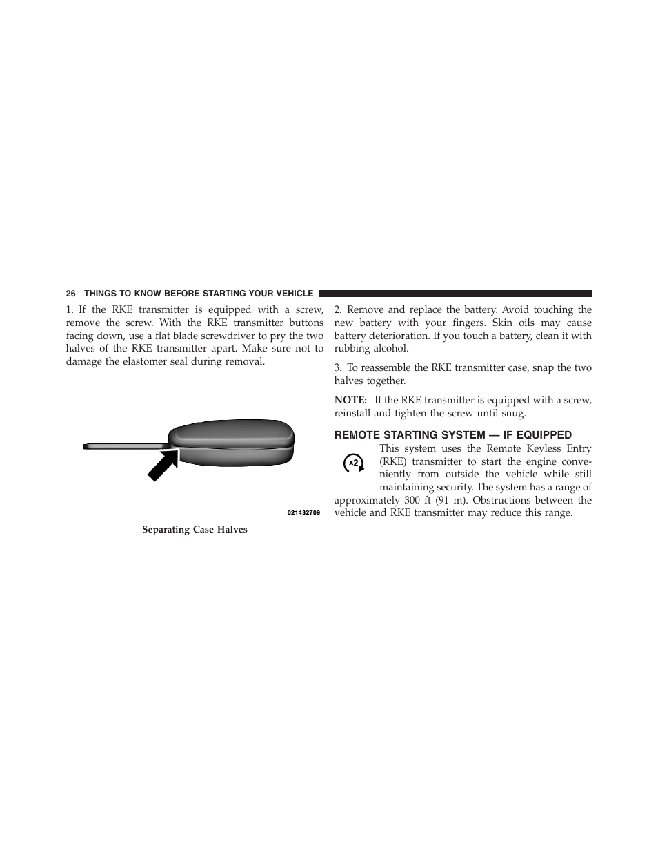 Remote starting system — if equipped | Jeep 2012 Compass User Manual | Page 28 / 497