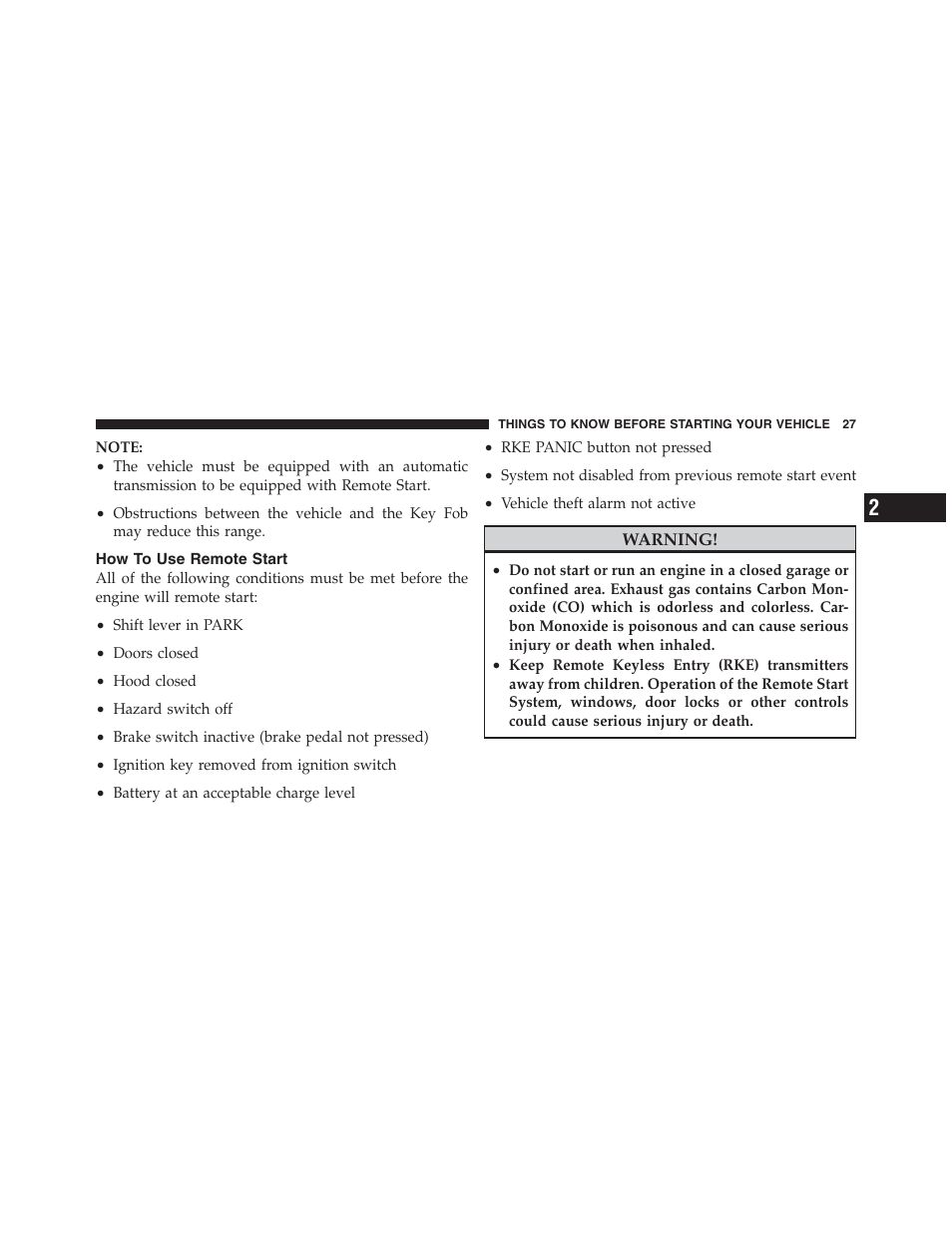 How to use remote start | Jeep 2012 Compass User Manual | Page 29 / 497