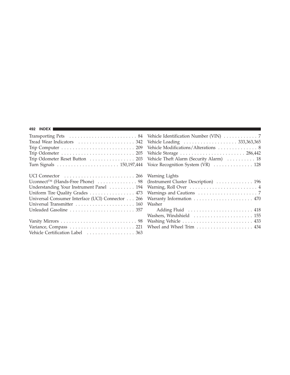 Jeep 2012 Compass User Manual | Page 494 / 497