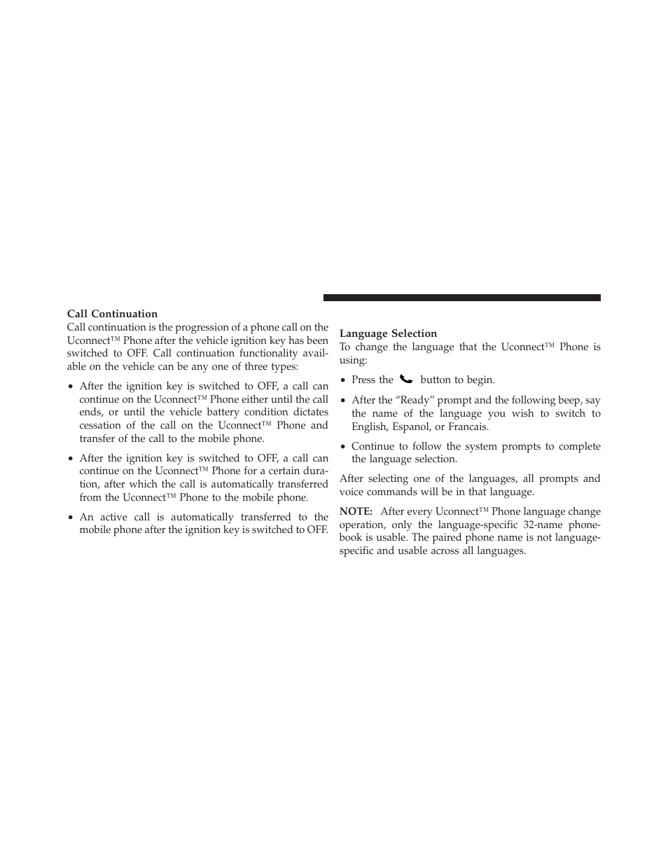 Uconnect™ phone features | Jeep 2011 Wrangler User Manual | Page 114 / 603