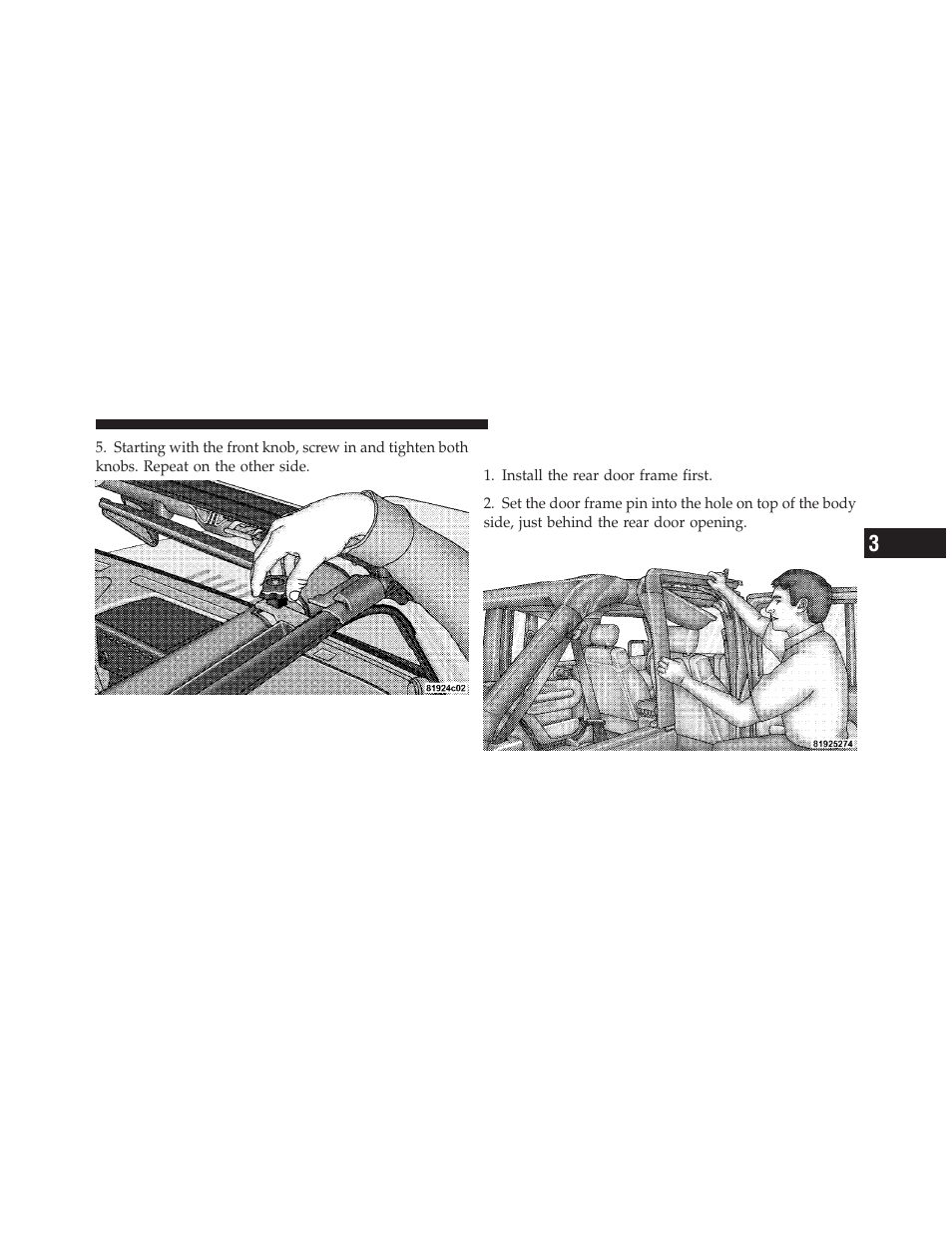 Door frame installation — four-door models, Door frame installation, Four-door models | Jeep 2011 Wrangler User Manual | Page 193 / 603