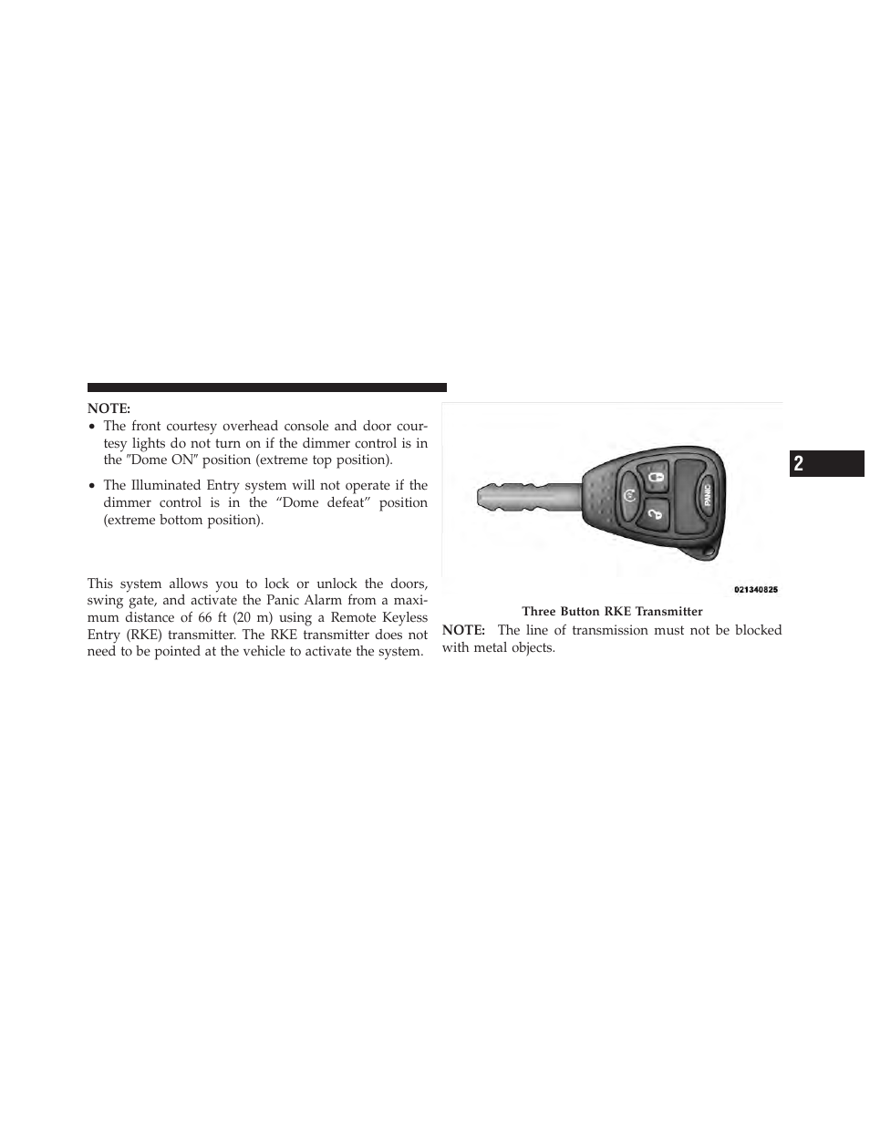Remote keyless entry (rke) — if equipped | Jeep 2011 Wrangler User Manual | Page 23 / 603