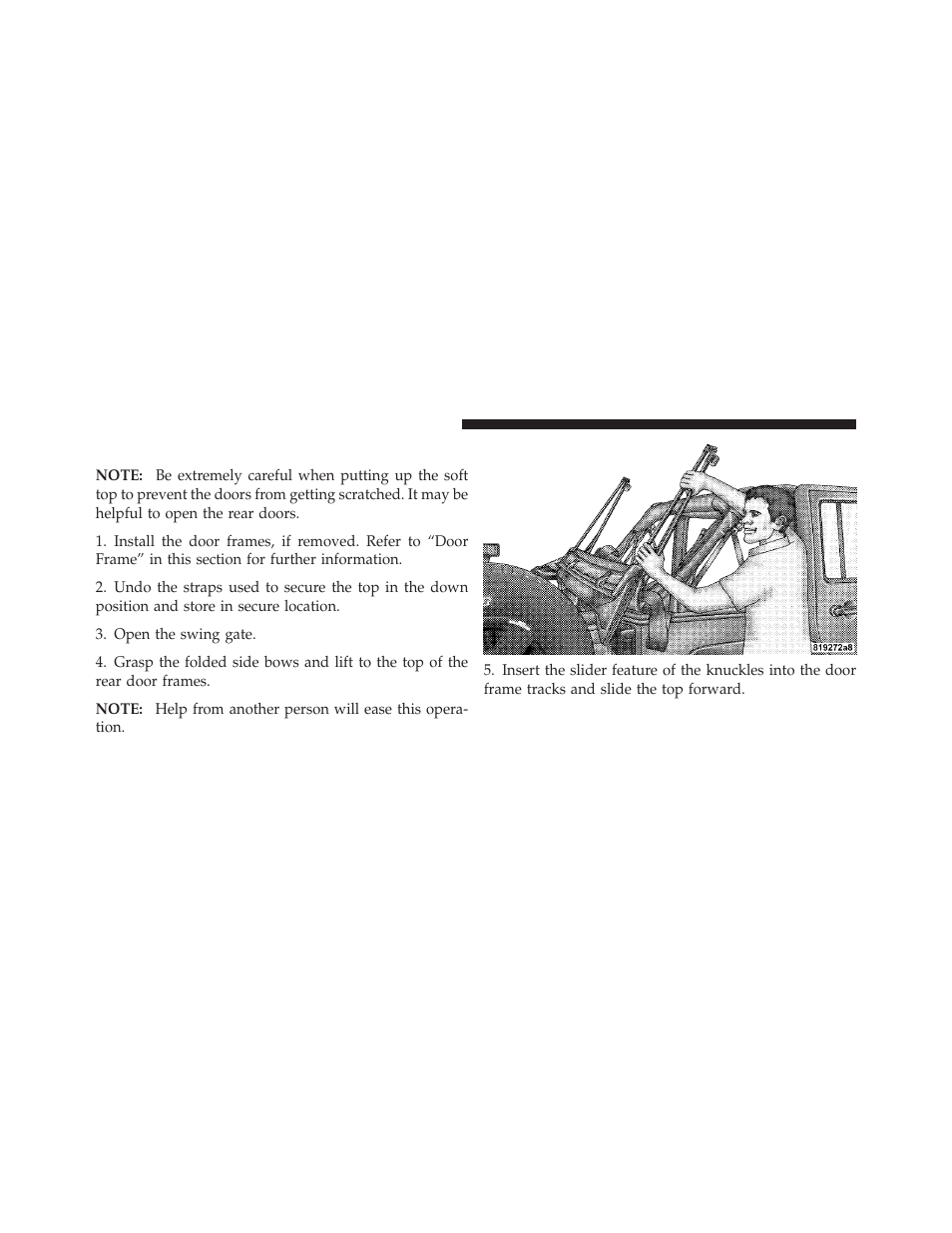 Putting up the soft top | Jeep 2011 Wrangler User Manual | Page 240 / 603