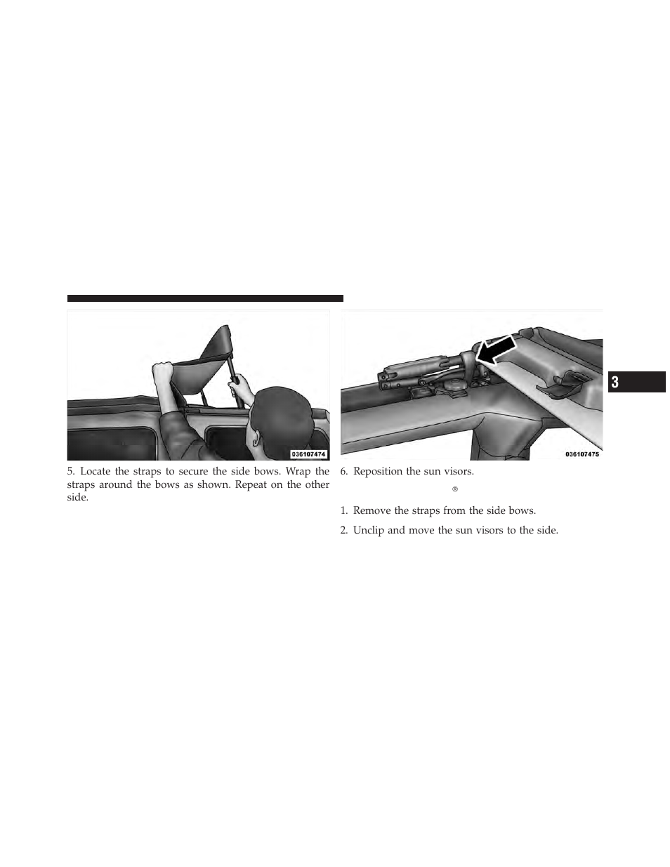Closing the sunriderĥ, Closing the sunrider | Jeep 2011 Wrangler User Manual | Page 251 / 603