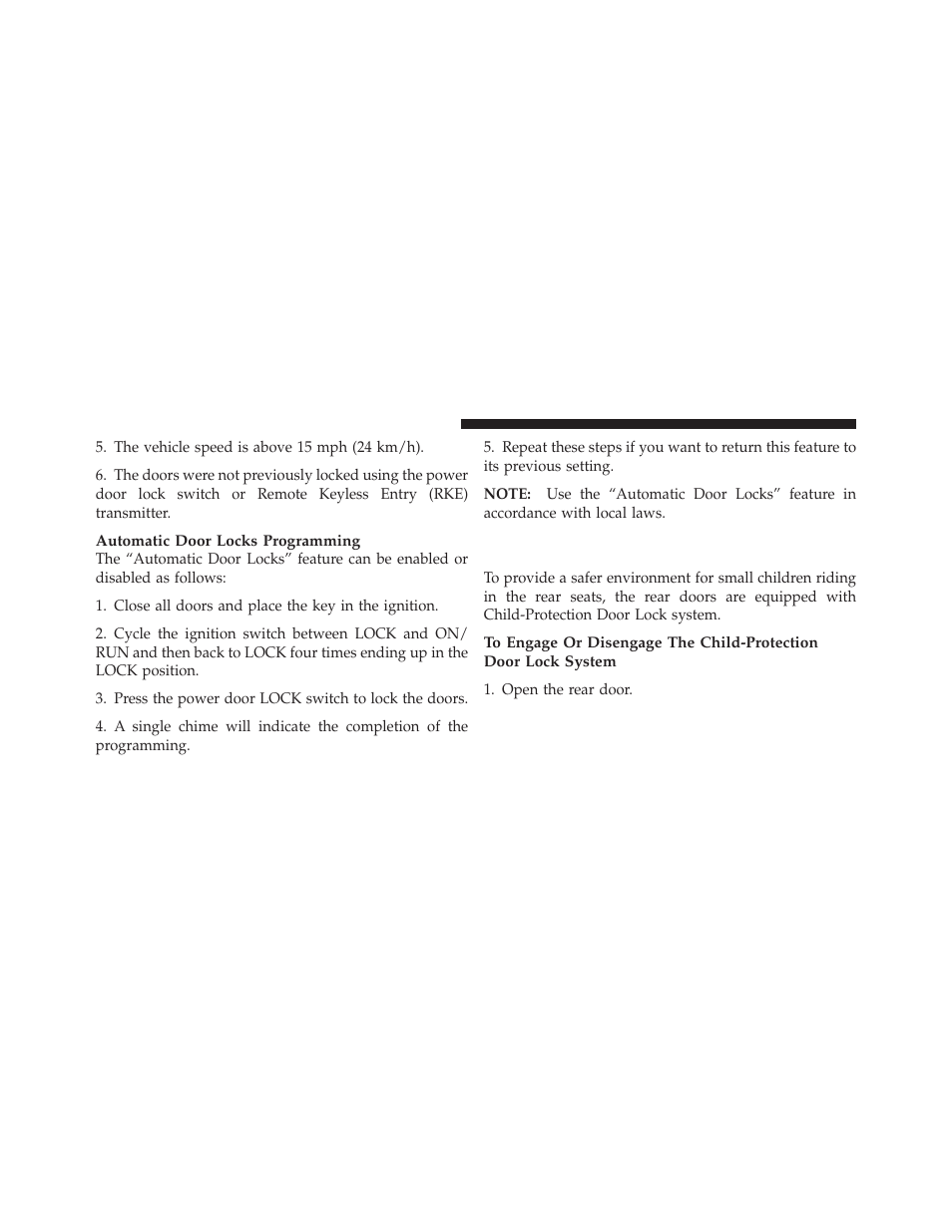 Child-protection door lock system — rear doors, Child-protection door lock system, Rear doors | Jeep 2011 Wrangler User Manual | Page 40 / 603