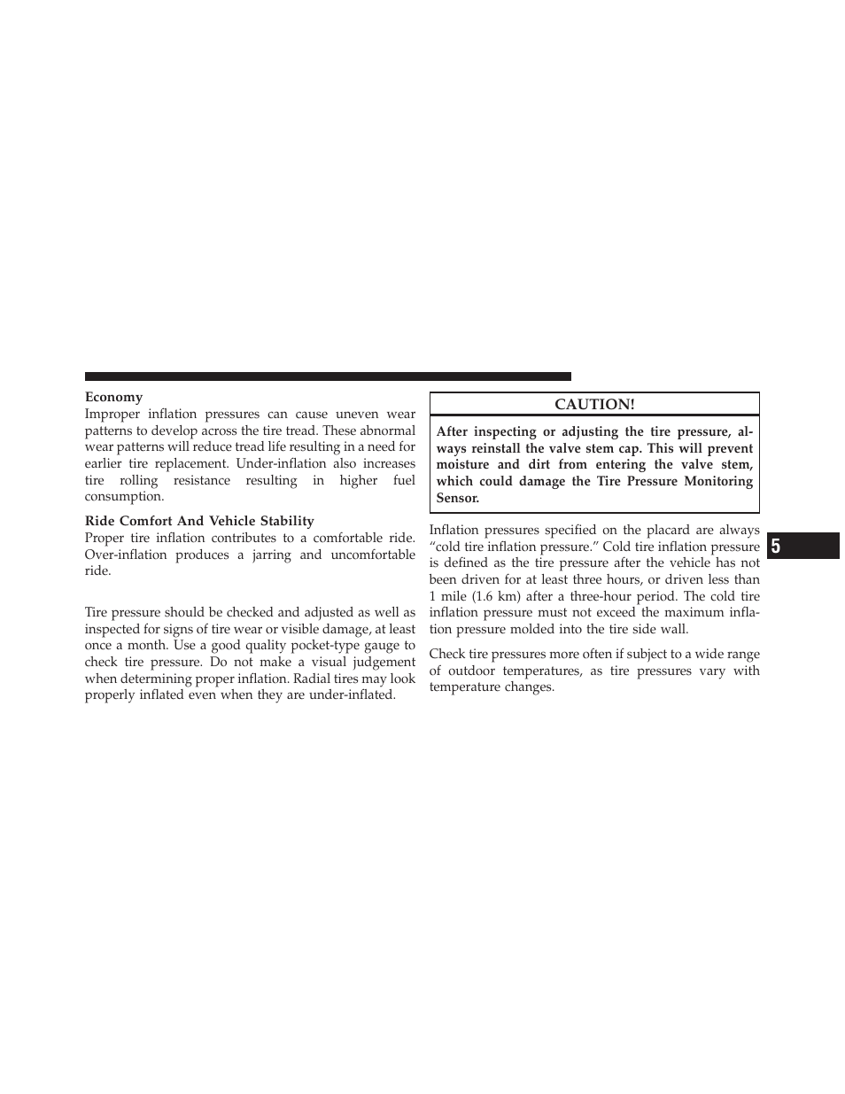 Tire inflation pressures | Jeep 2011 Wrangler User Manual | Page 439 / 603