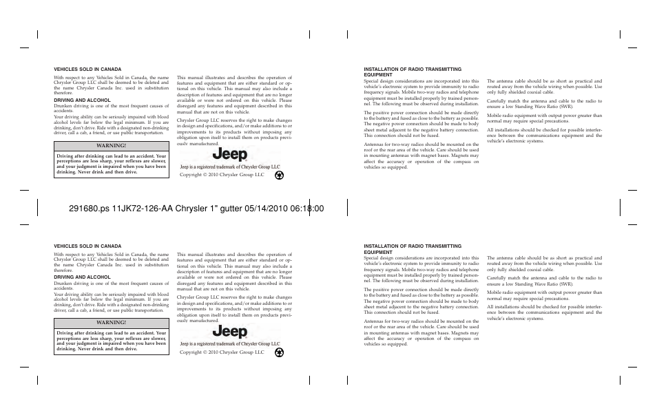 Jeep 2011 Wrangler User Manual | Page 602 / 603
