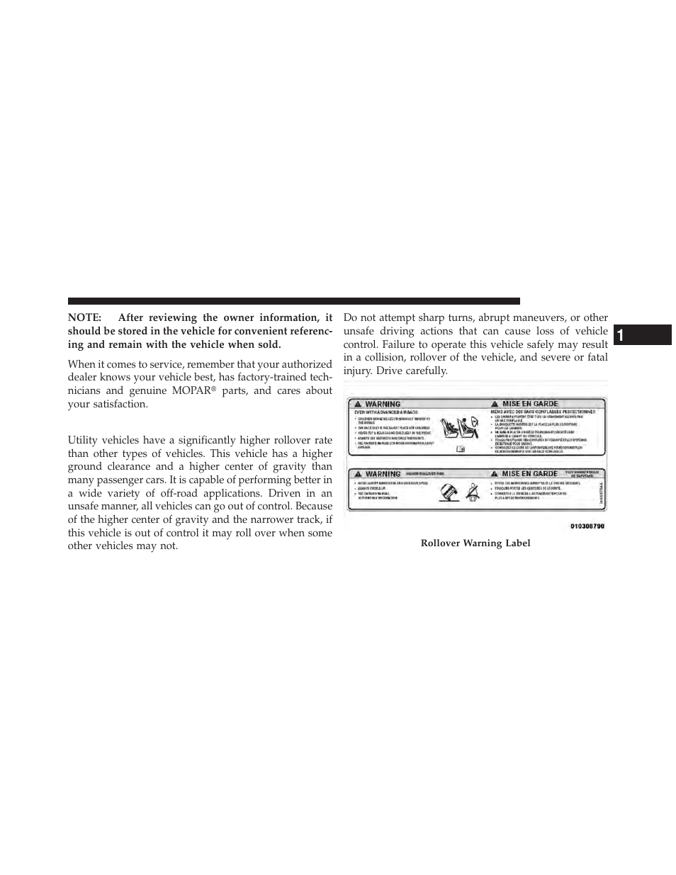 Rollover warning | Jeep 2011 Wrangler User Manual | Page 7 / 603