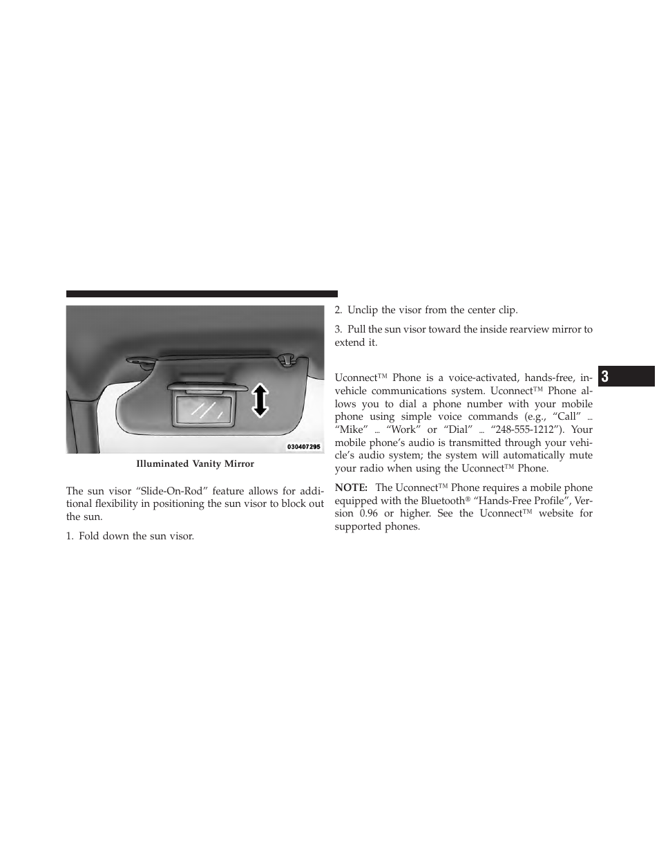 Sun visor “slide-on-rod” feature — if equipped, Uconnect™ phone — if equipped, Sun visor “slide-on-rod” feature — if | Equipped | Jeep 2011 Liberty User Manual | Page 105 / 542