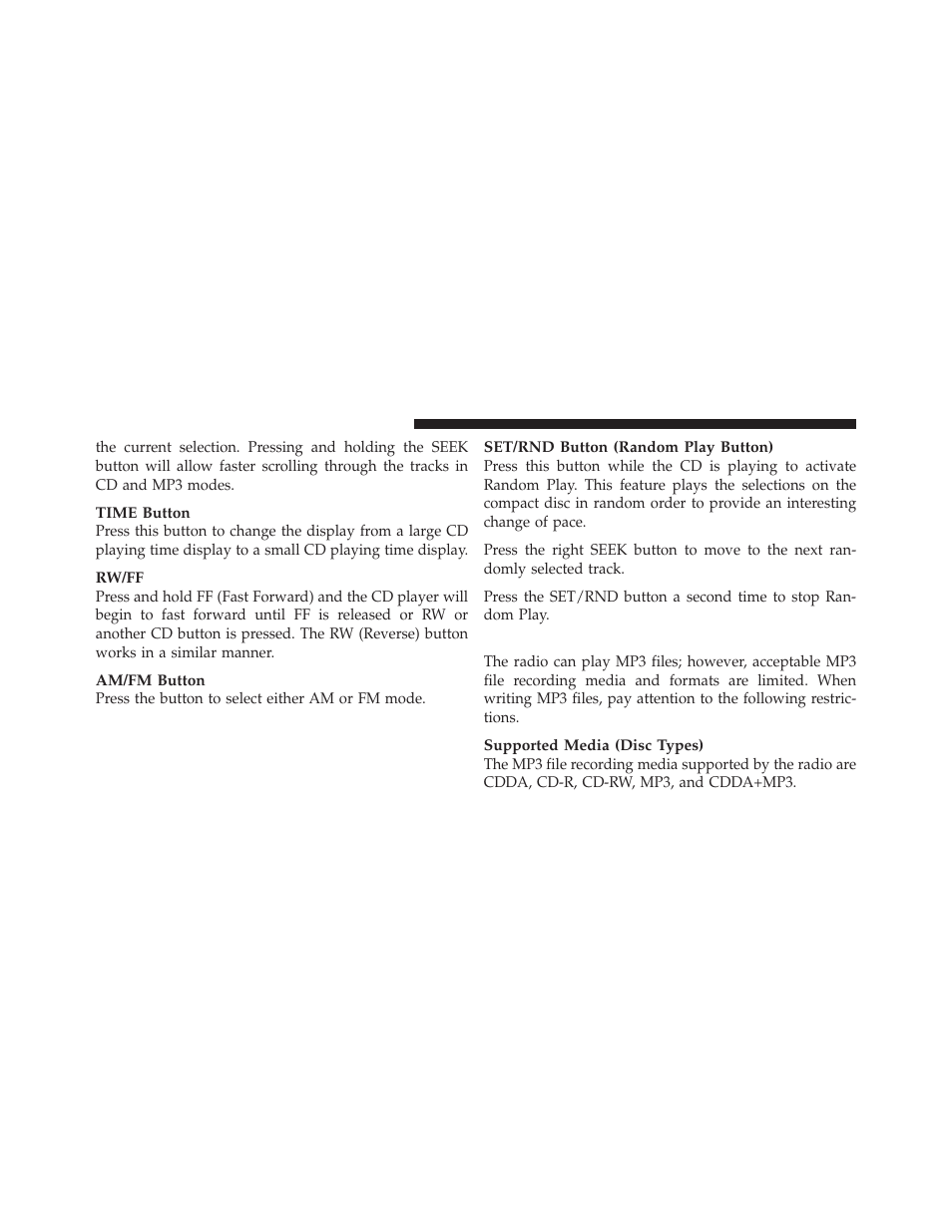 Notes on playing mp3 files | Jeep 2011 Compass User Manual | Page 256 / 490