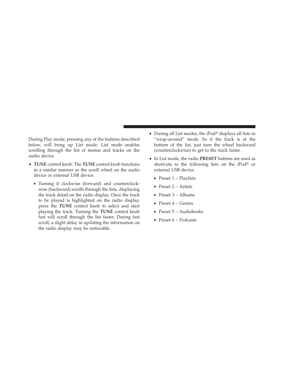 List or browse mode | Jeep 2011 Compass User Manual | Page 268 / 490