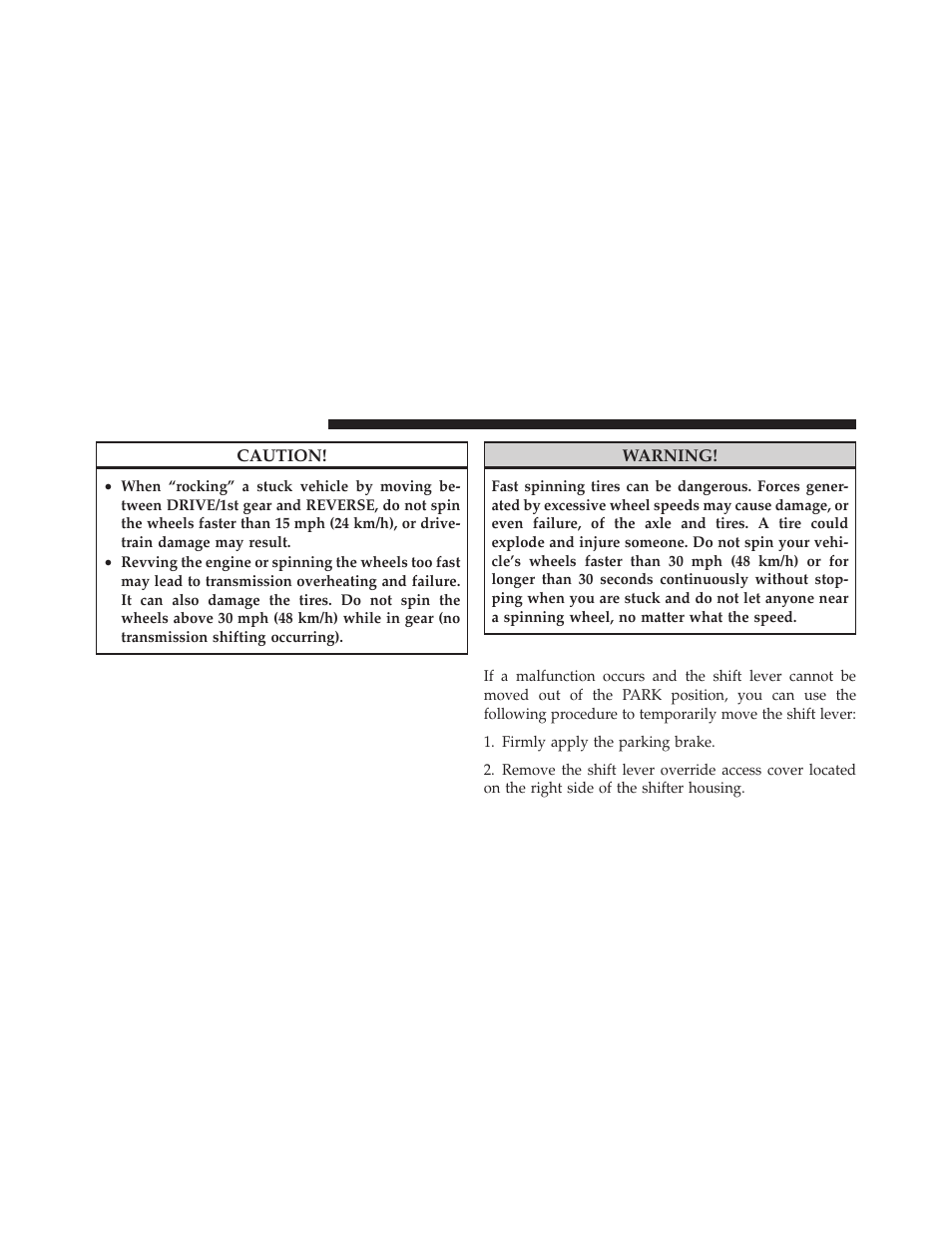 Shift lever override | Jeep 2011 Compass User Manual | Page 392 / 490