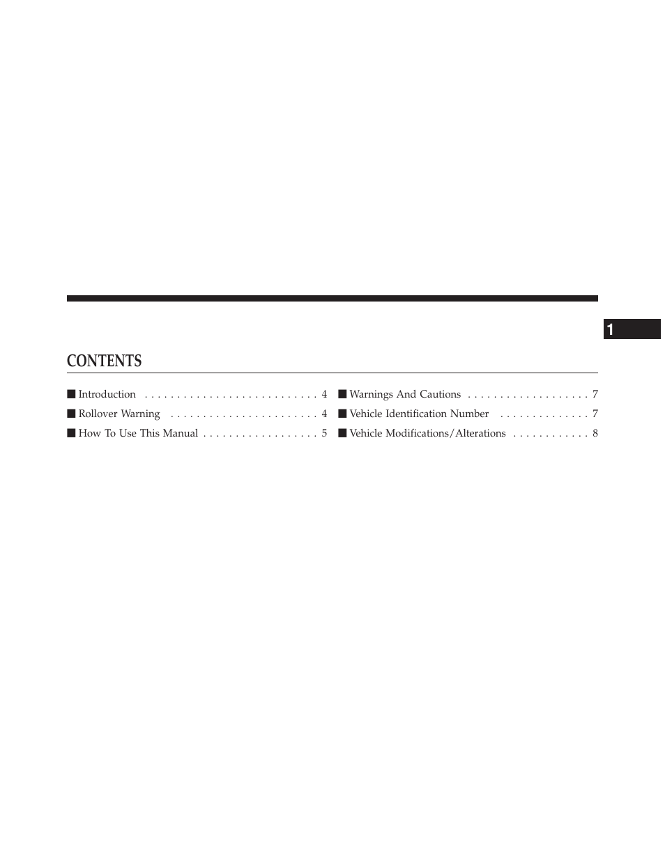 Jeep 2011 Compass User Manual | Page 5 / 490