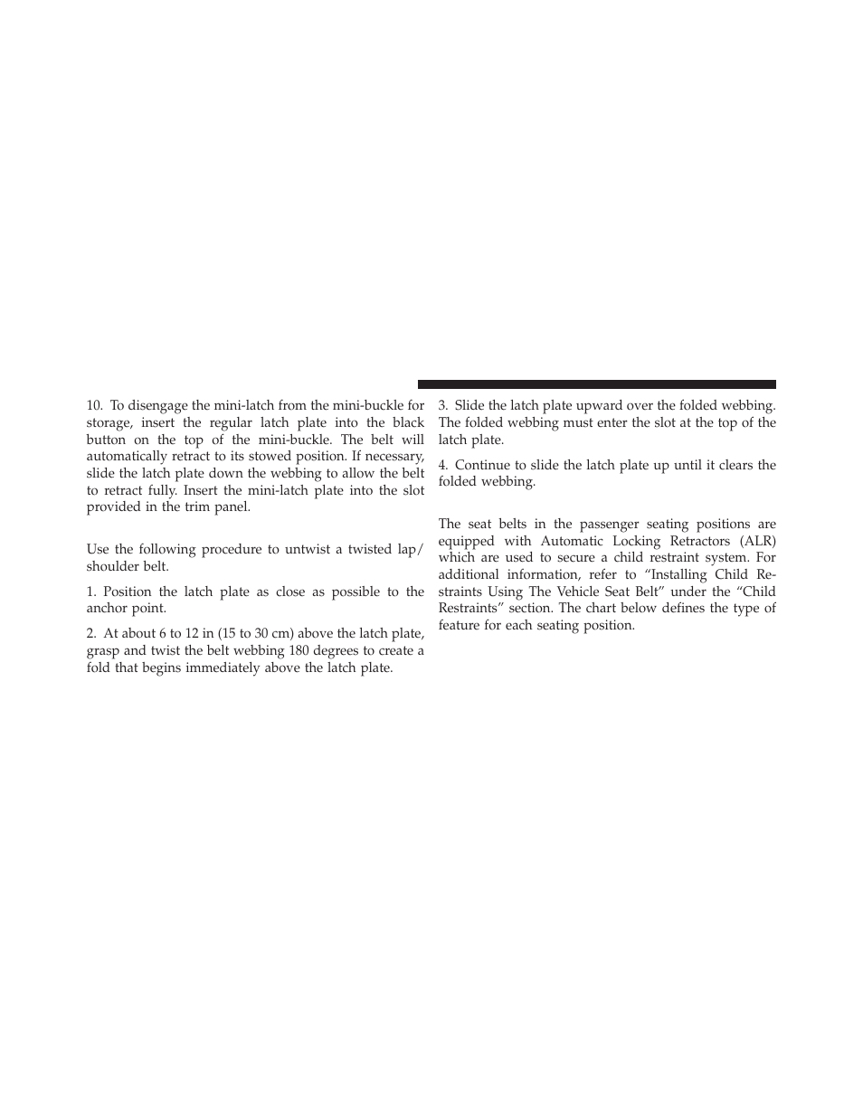 Lap/shoulder belt untwisting procedure, Seat belts in passenger seating positions | Jeep 2011 Compass User Manual | Page 52 / 490