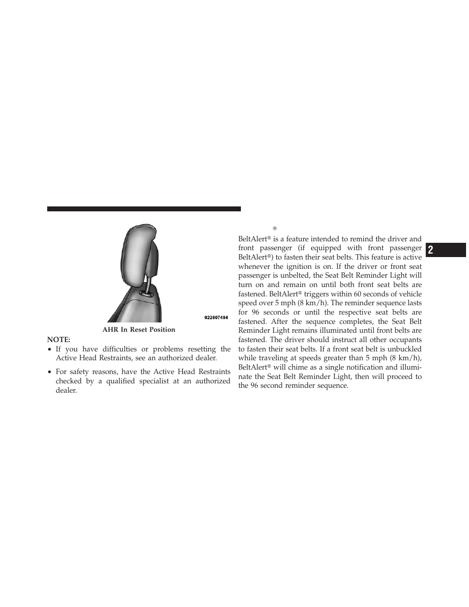 Enhanced seat belt use reminder system, Beltalert | Jeep 2011 Compass User Manual | Page 59 / 490