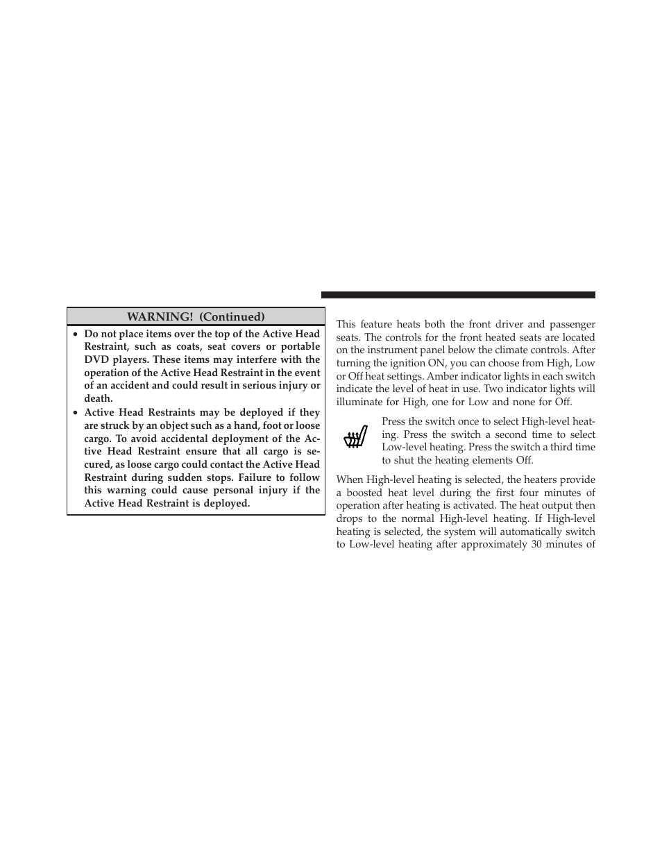 Heated seats — if equipped | Jeep 2010 Liberty User Manual | Page 139 / 528