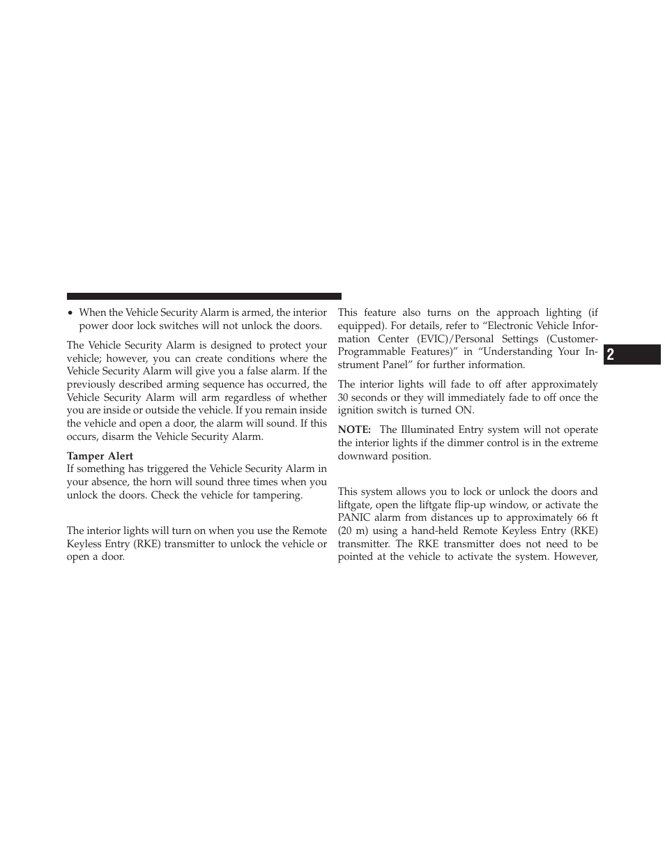 Illuminated entry, Remote keyless entry (rke) | Jeep 2010 Liberty User Manual | Page 20 / 528