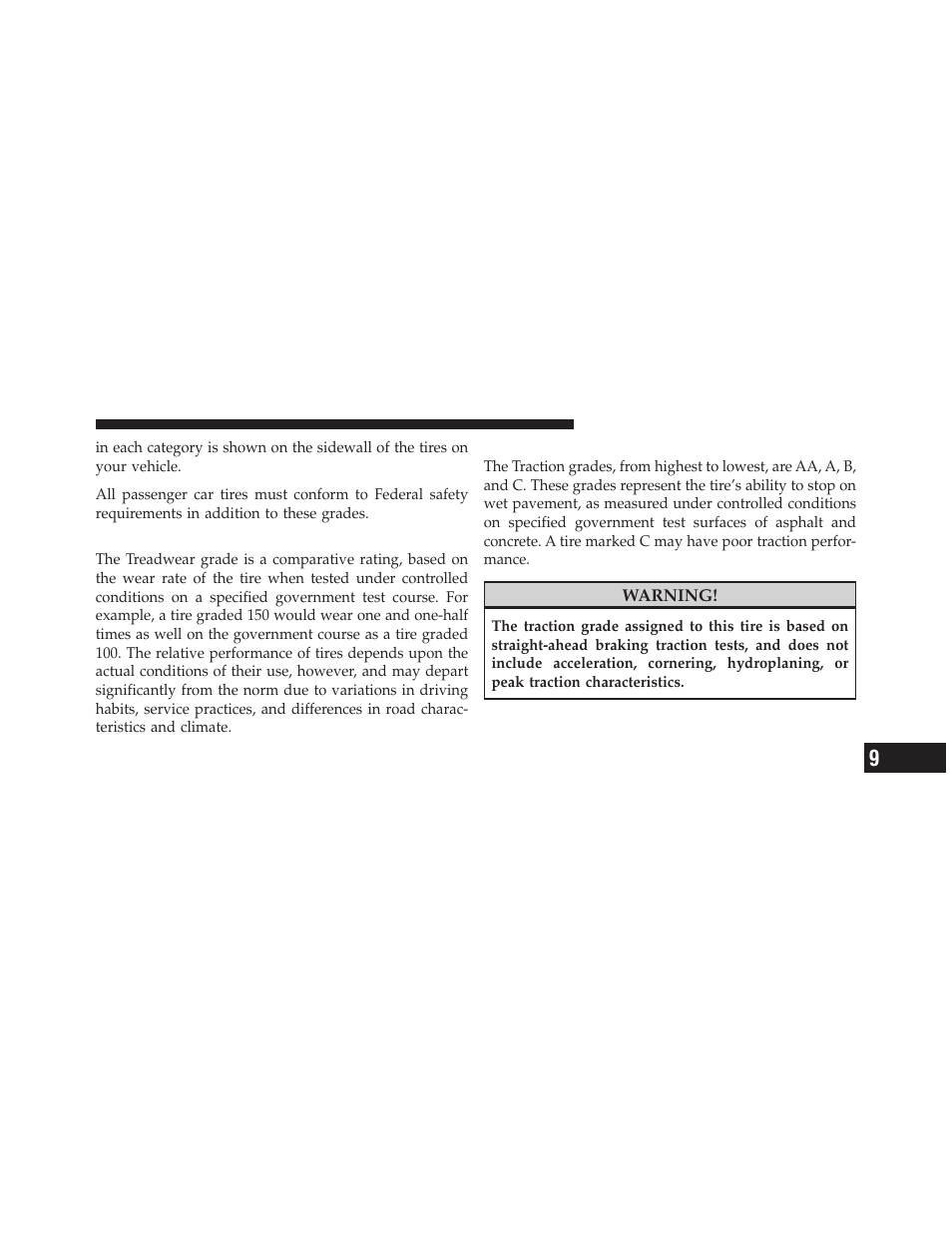 Treadwear, Traction grades | Jeep 2010 Liberty User Manual | Page 504 / 528