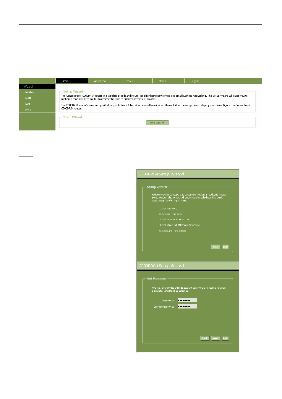 Home - wizard | Conceptronic C300BRS4 User Manual | Page 18 / 75